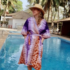 La robe kimono orange violet