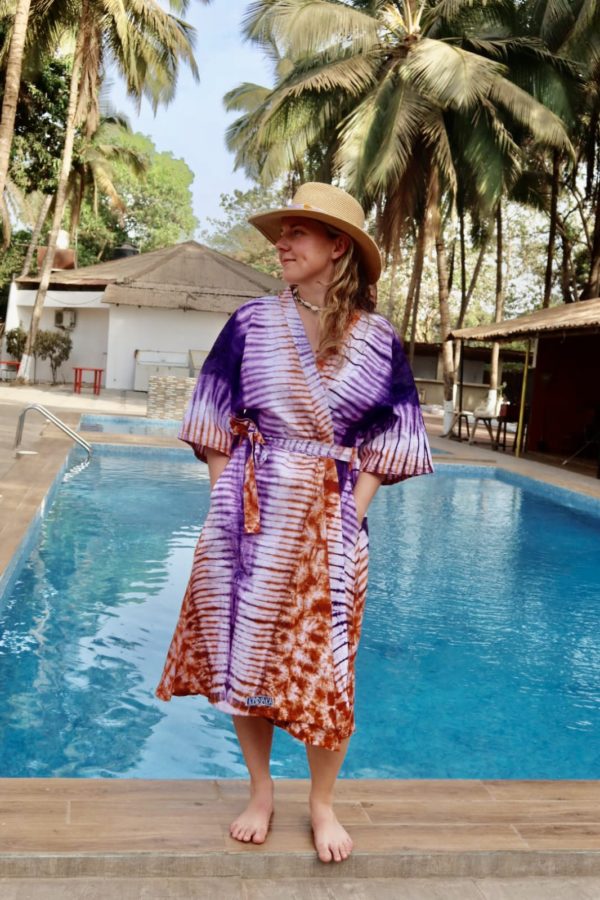 La robe kimono orange violet