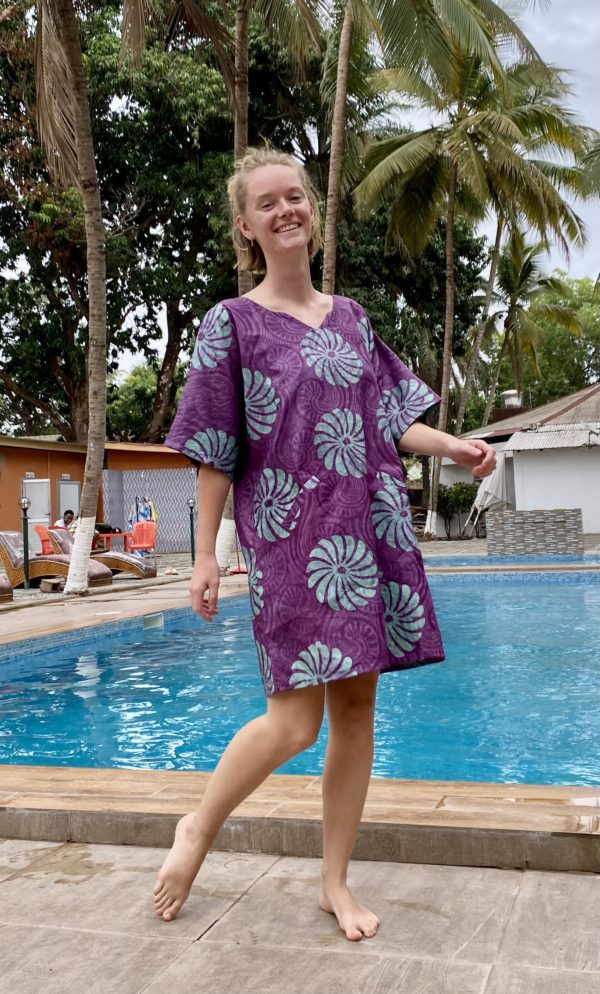 La robe tunique violet-vert ventilo