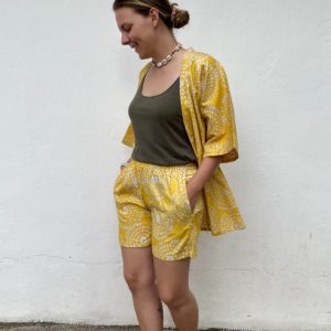 Le Kimono fleur de riz jaune et son short