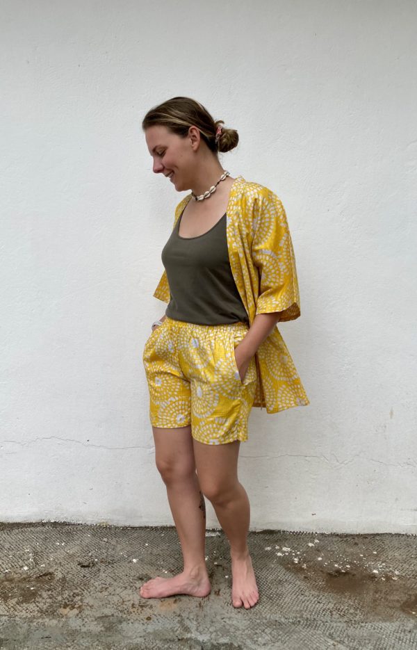Le Kimono fleur de riz jaune et son short