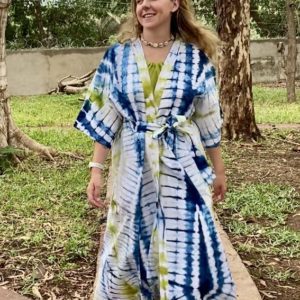 La robe kimono bleu vert